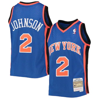 youth mitchell and ness larry johnson blue new york knicks-492